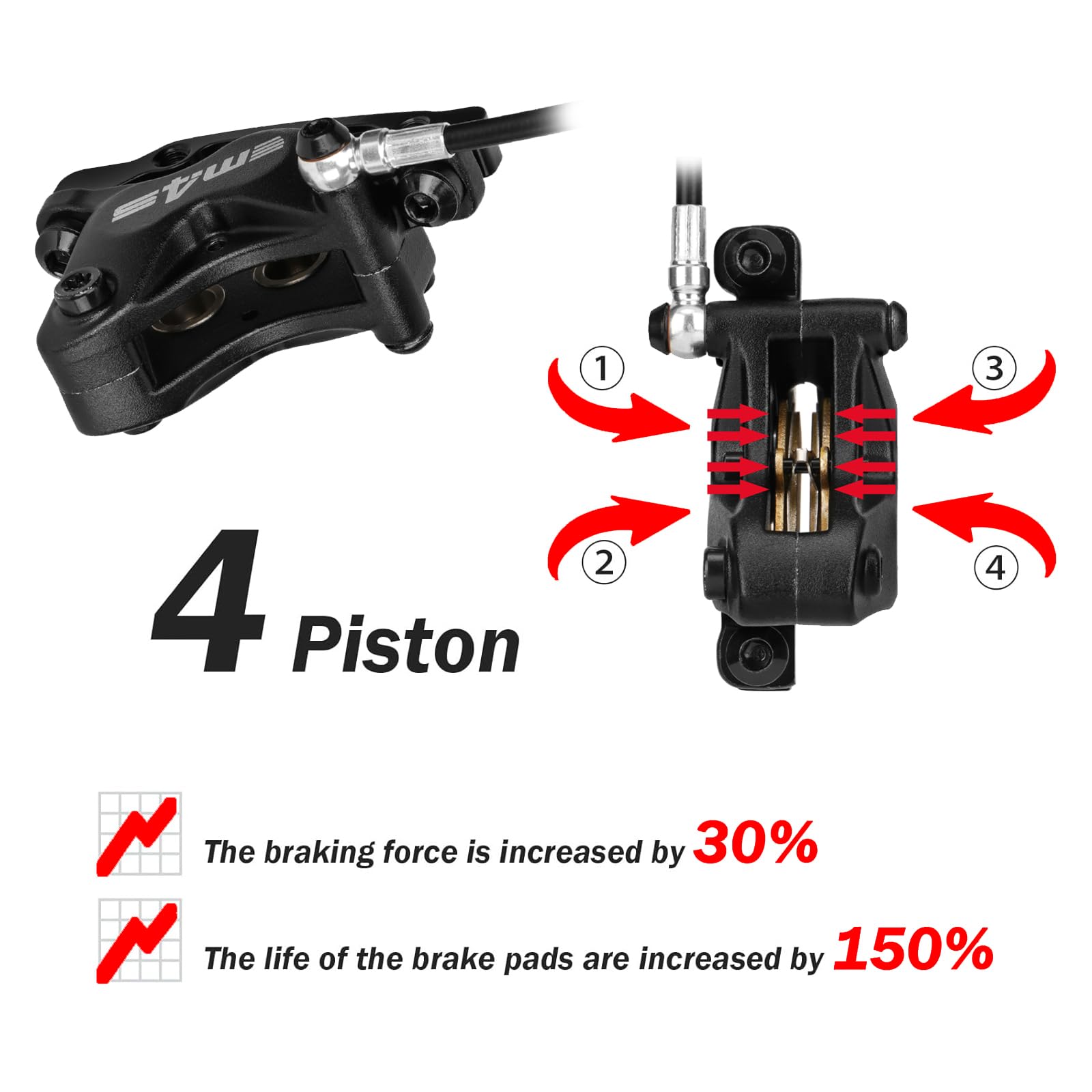 マウンテンバイク油圧ブレーキ 4ピストン 左 右 フロント MEROCA-M4S mm 850mm  MTB 1600 Amazon.co.jp: MEROCA M4S 4ピストン マウンテンバイク 油圧ディスク